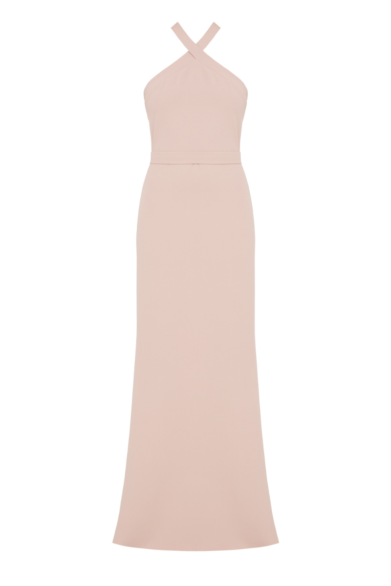 GISEL DUSTY ROSE OFF-SHOULDER LONG EVENING DRESS
