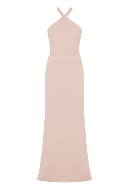 GISEL DUSTY ROSE OFF-SHOULDER LONG EVENING DRESS