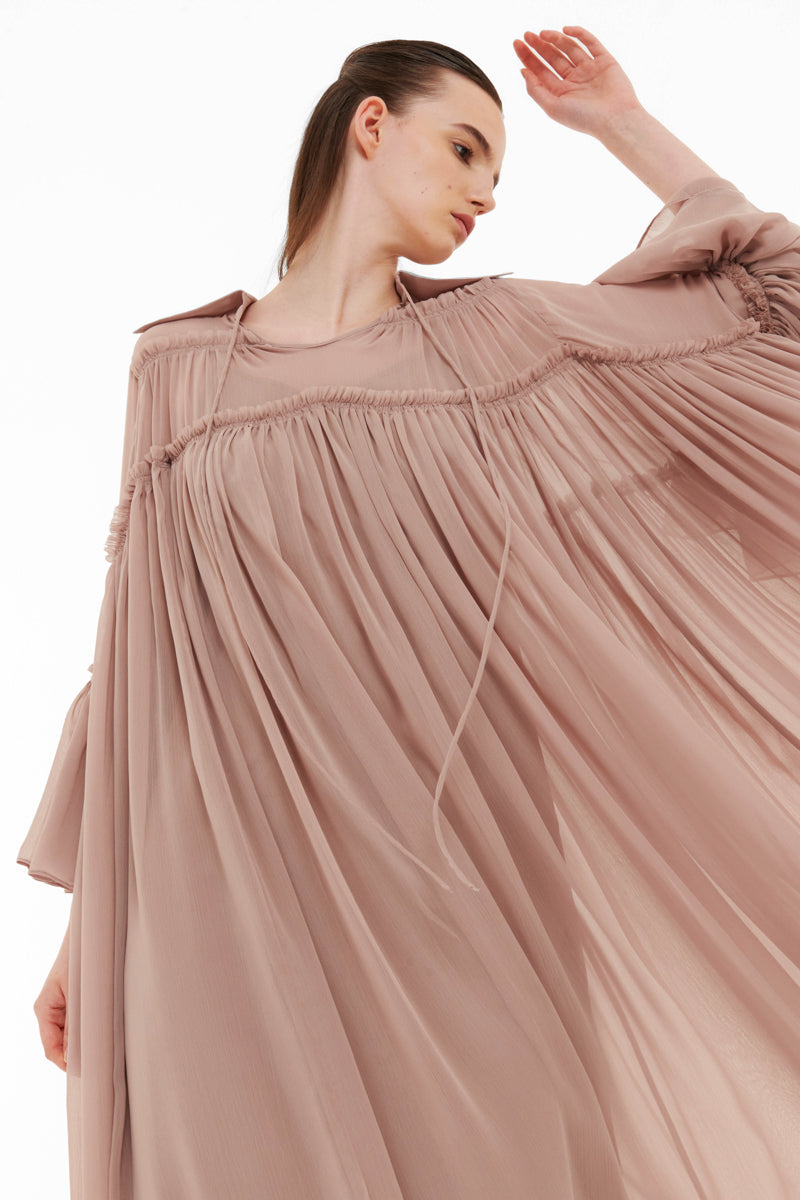 FLOATY RAW SEAM DETAIL KAFTAN IN CLAY