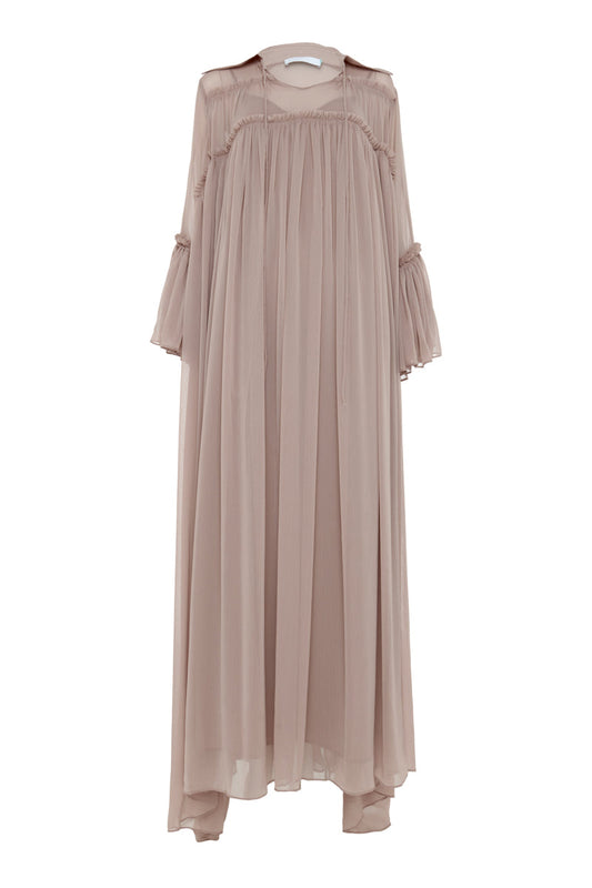 FLOATY RAW SEAM DETAIL KAFTAN IN CLAY