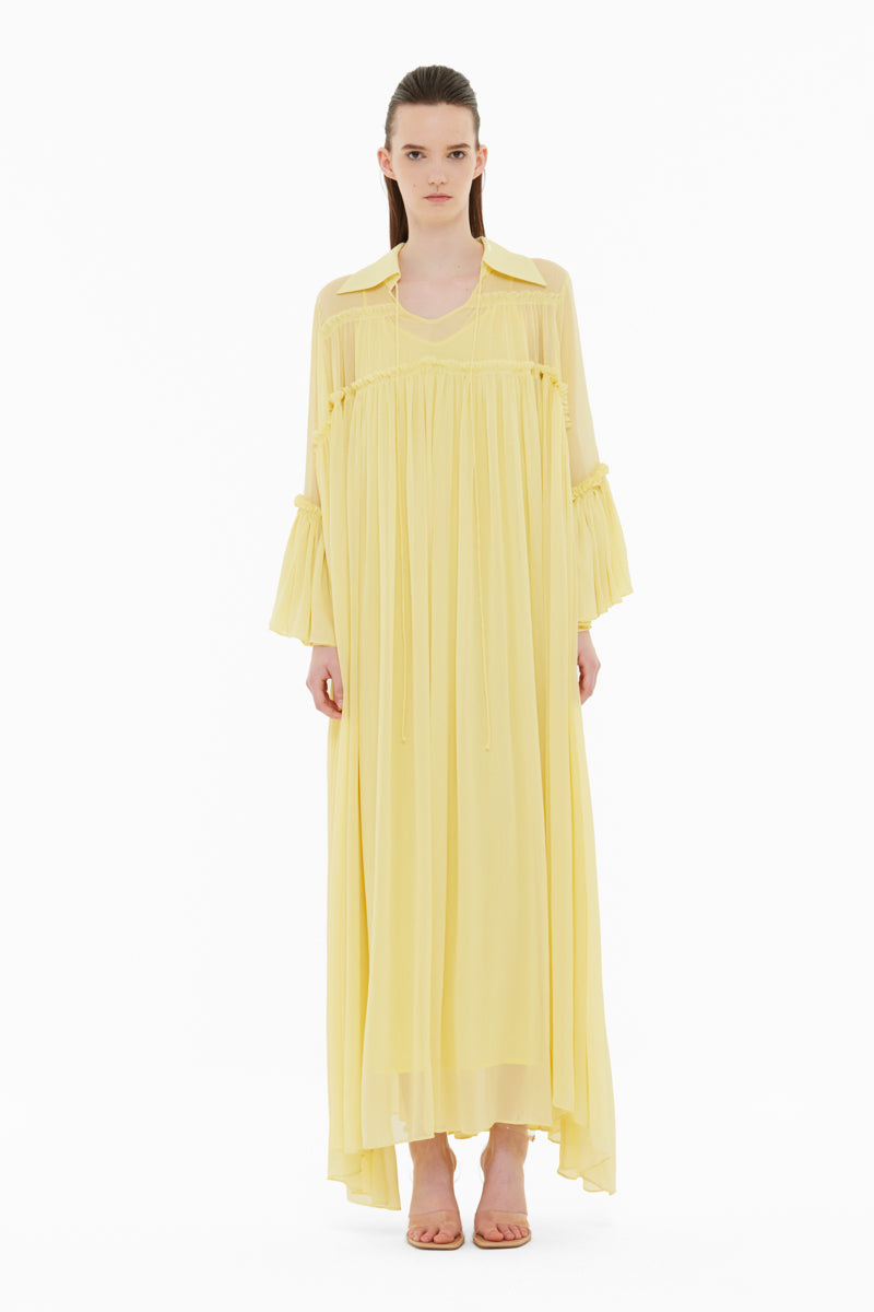 FLOATY RAW SEAM DETAIL KAFTAN IN LIGHT YELLOW
