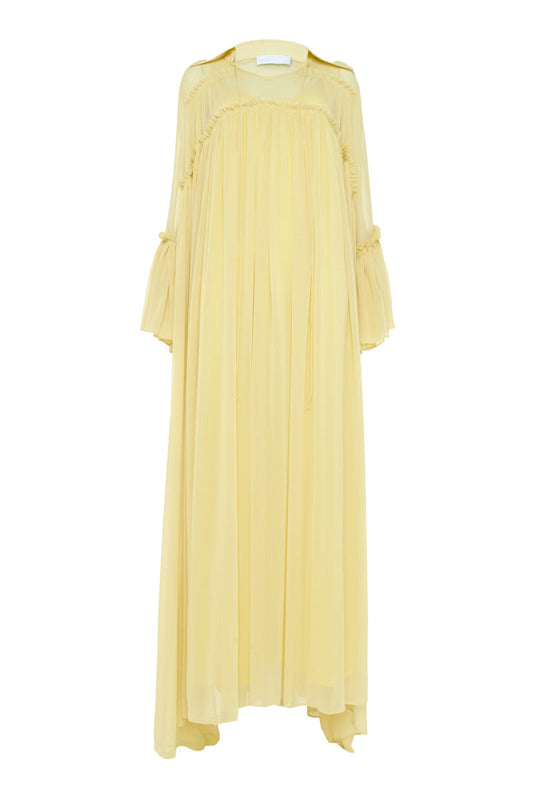FLOATY RAW SEAM DETAIL KAFTAN IN LIGHT YELLOW