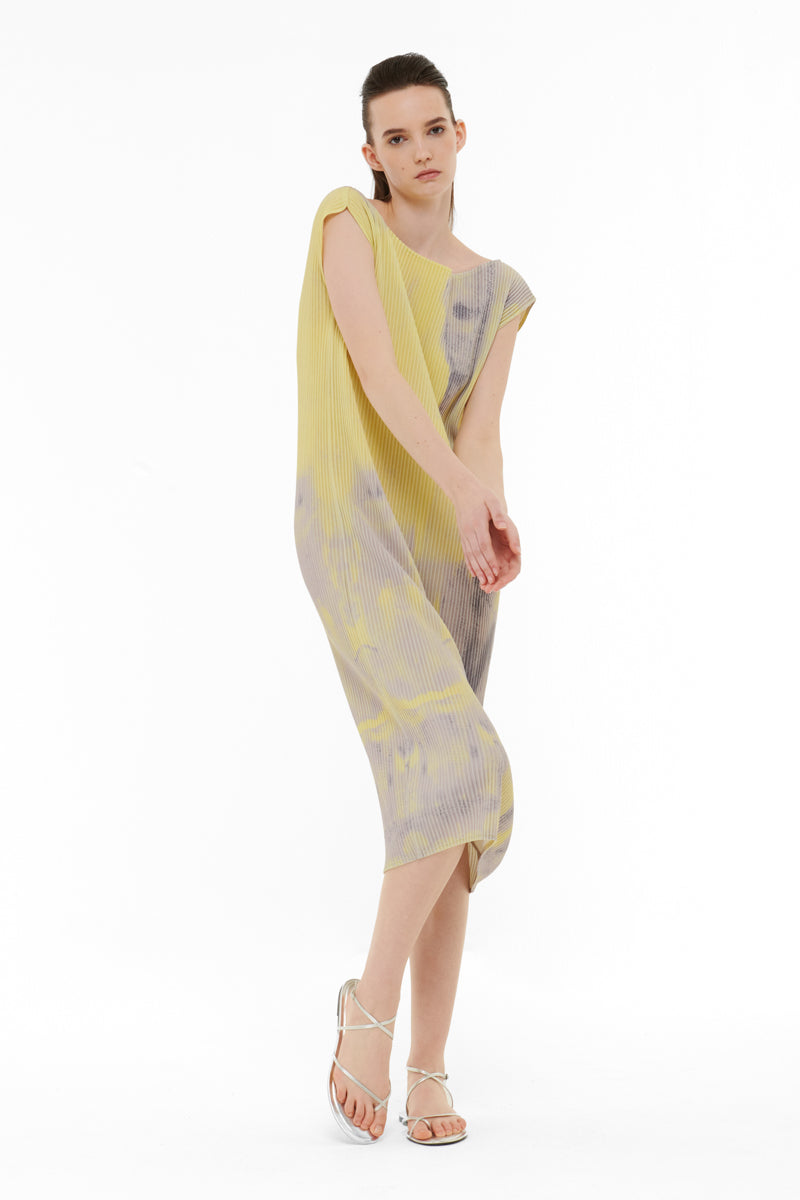PRINTED PLISSE DRESS