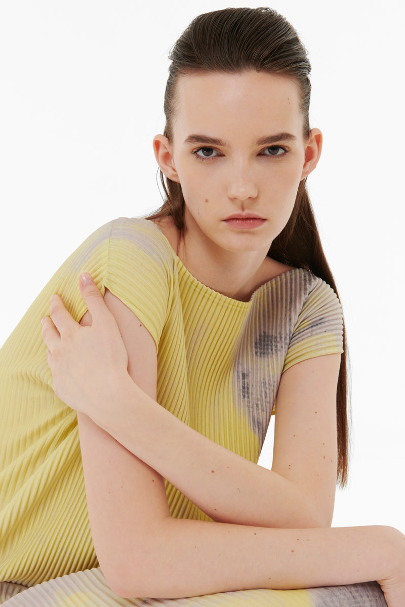PRINTED PLISSE DRESS