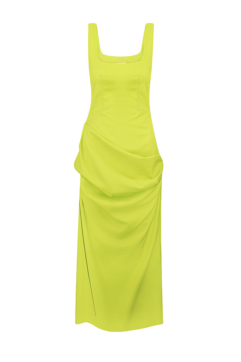 SHEATH GREEN MIDI DRESS