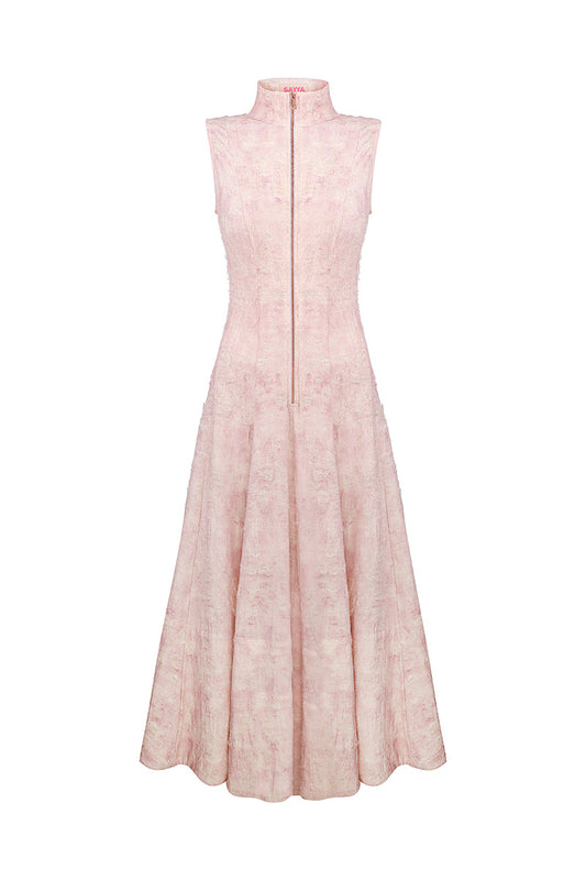 PINK GODET MIDI DRESS