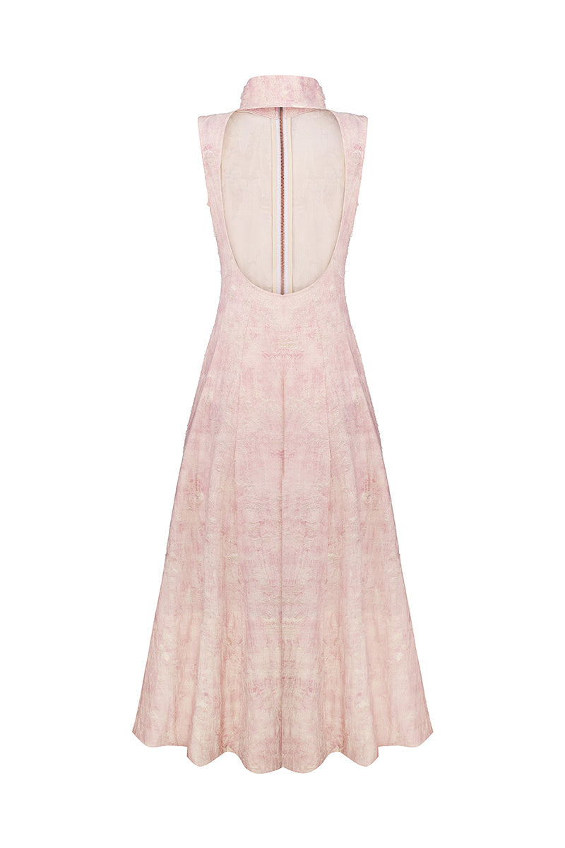 PINK GODET MIDI DRESS