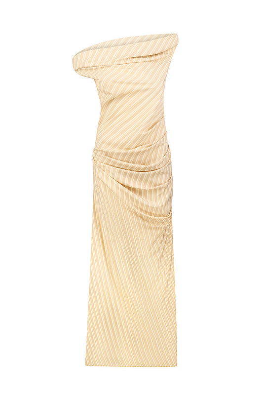 YELLOW DRAPING MAXI DRESS