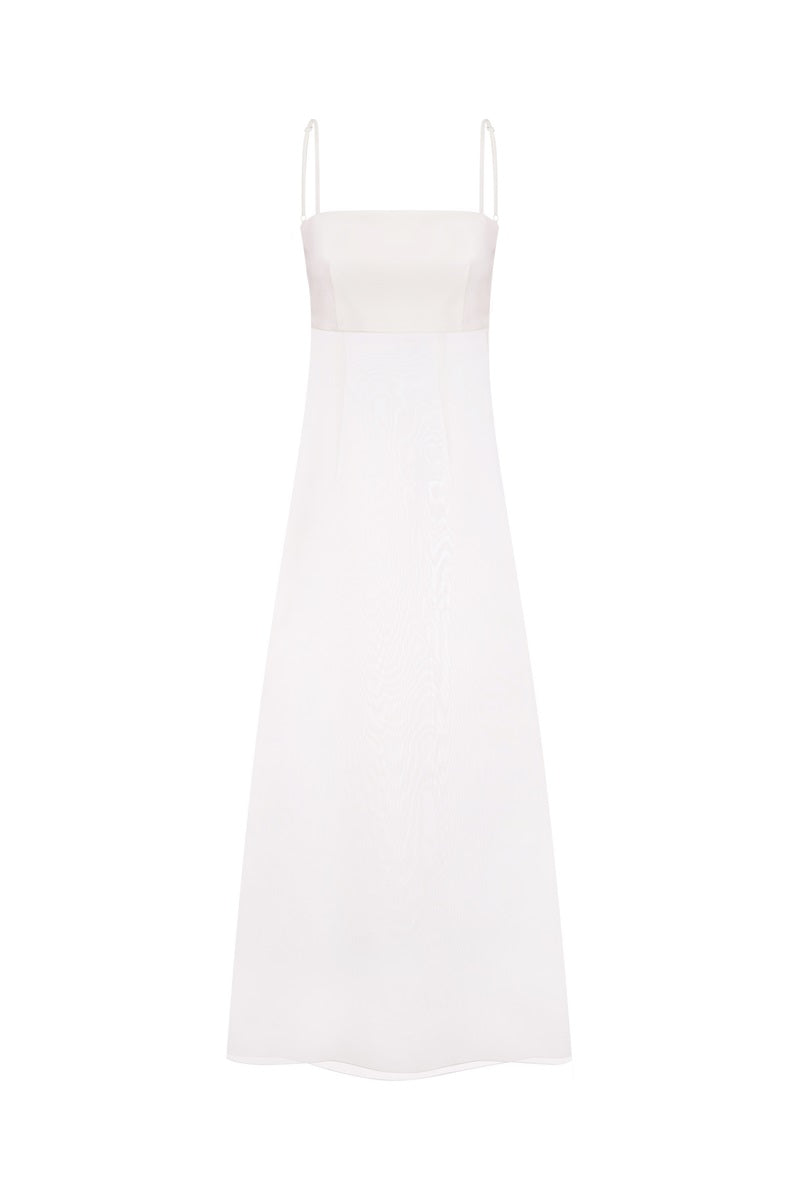 DRESS WITH SHEER INSERTS IN WHITE