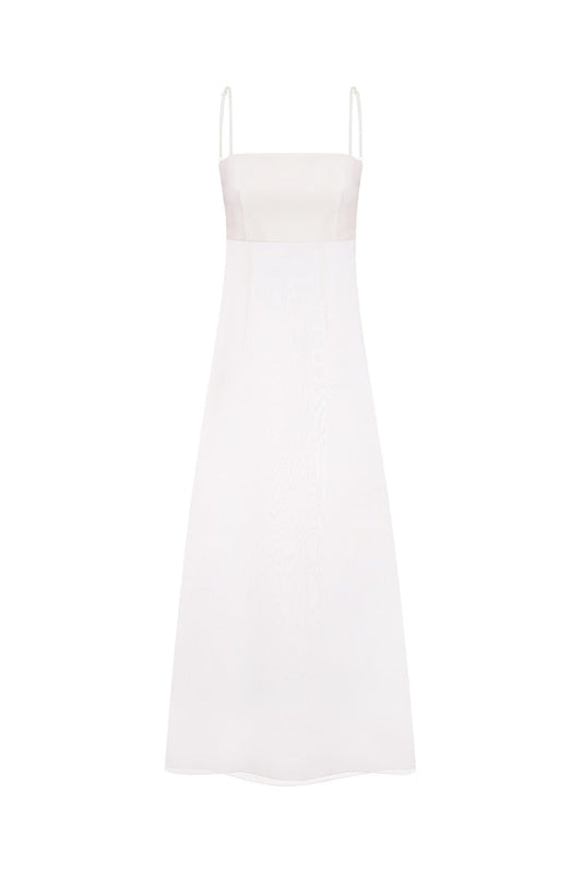 DRESS WITH SHEER INSERTS IN WHITE