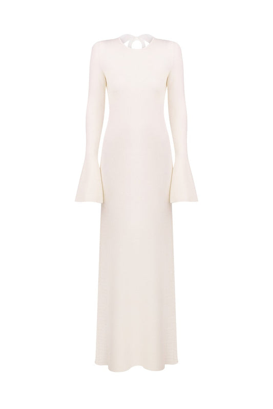 KNITTED MIDI DRESS IN WHITE