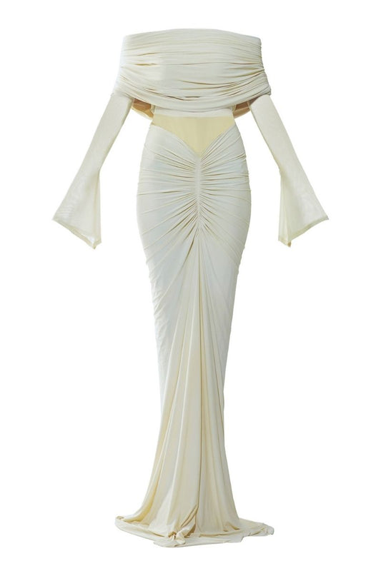 JOLENE OFF-SHOULDER RUCHED GOWN