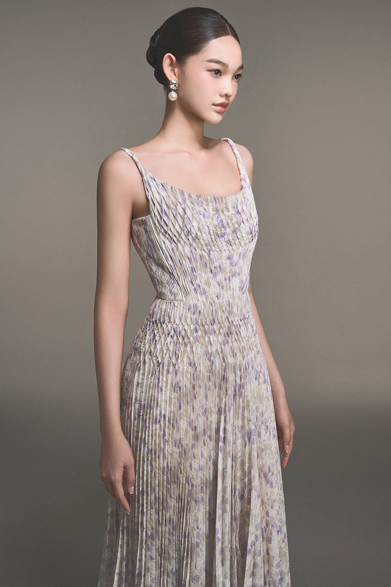 LAVENDER PLEATED MAXI DRESS