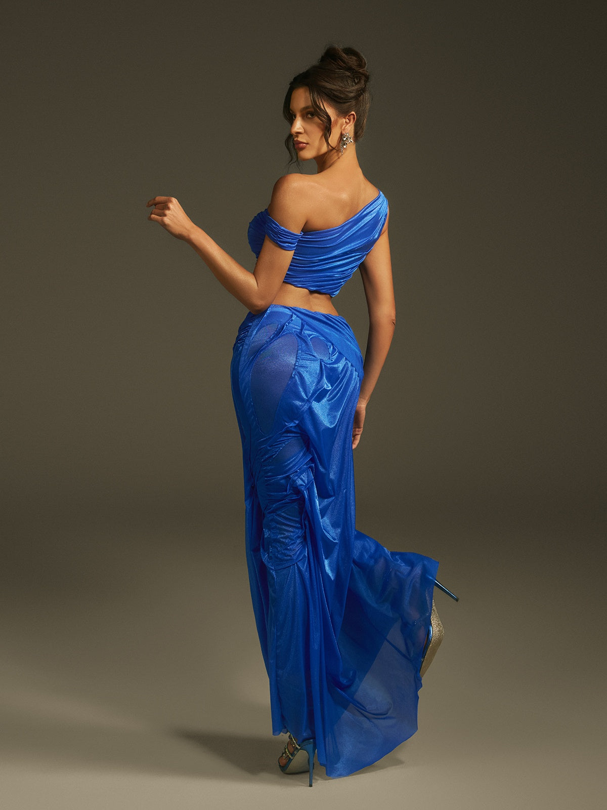 Lanai Ruched Skirt Set In Blue