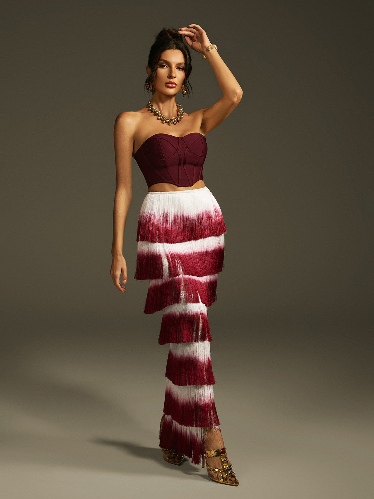 Landers Ombre Fringe Skirt Set