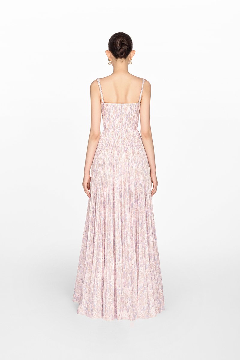 LAVENDER PLEATED MAXI DRESS