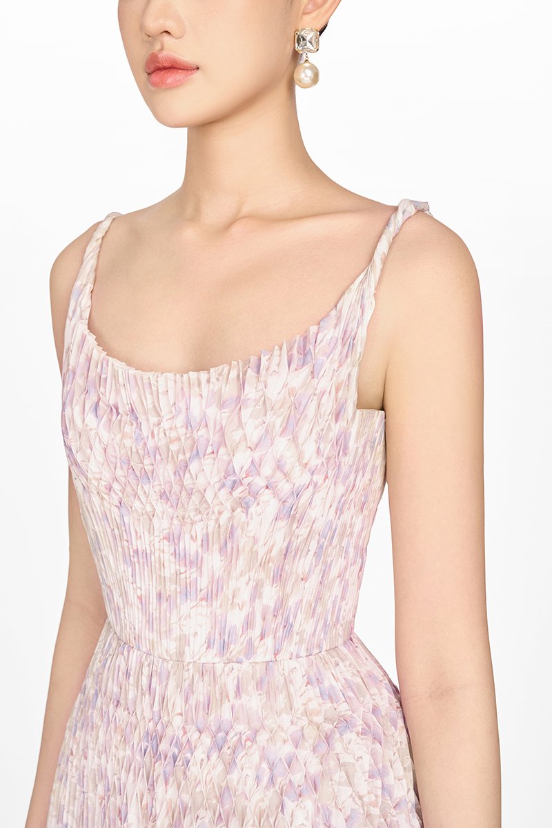 LAVENDER PLEATED MAXI DRESS