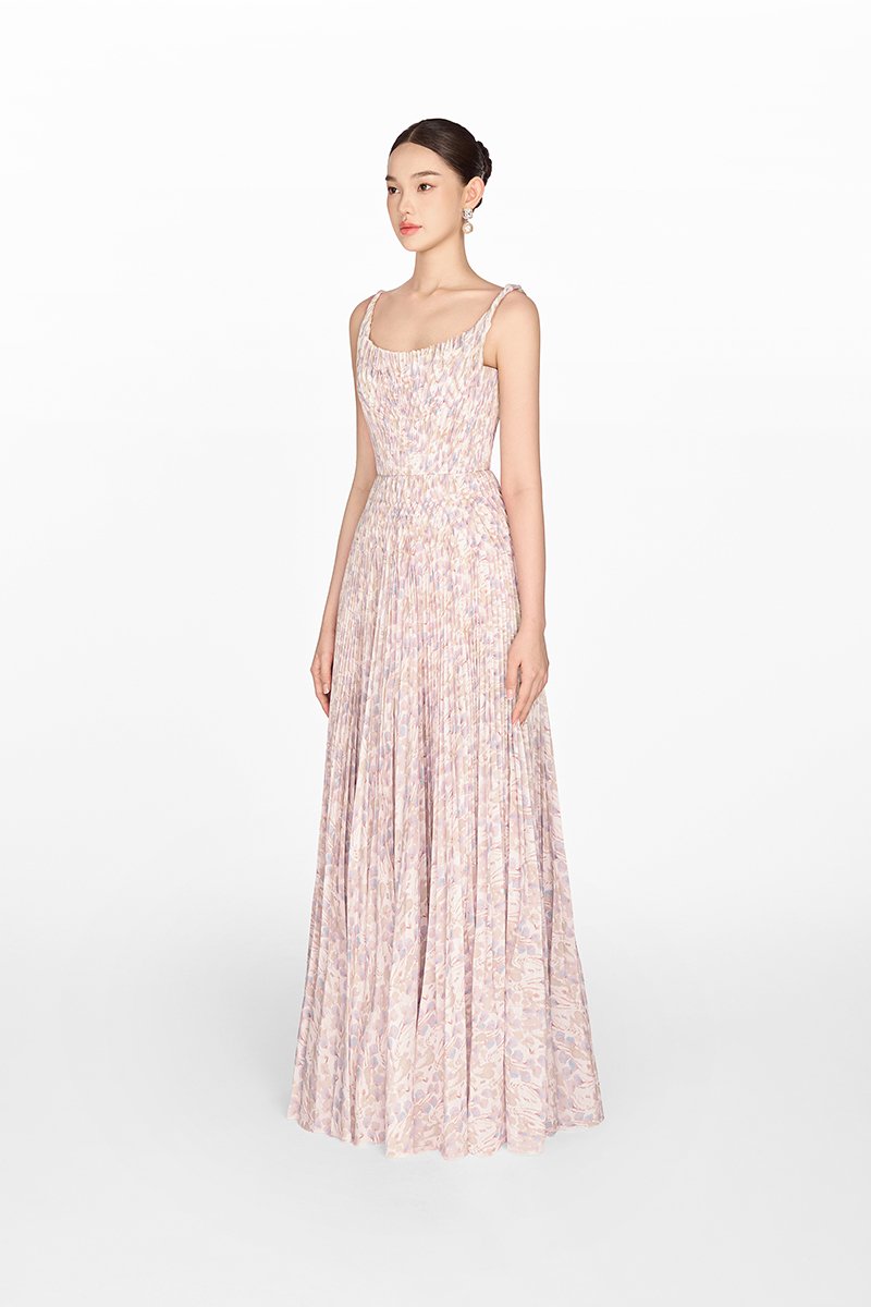 LAVENDER PLEATED MAXI DRESS