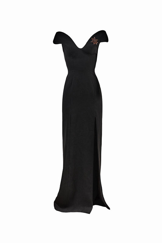 LAYERS GOWN IN BLACK