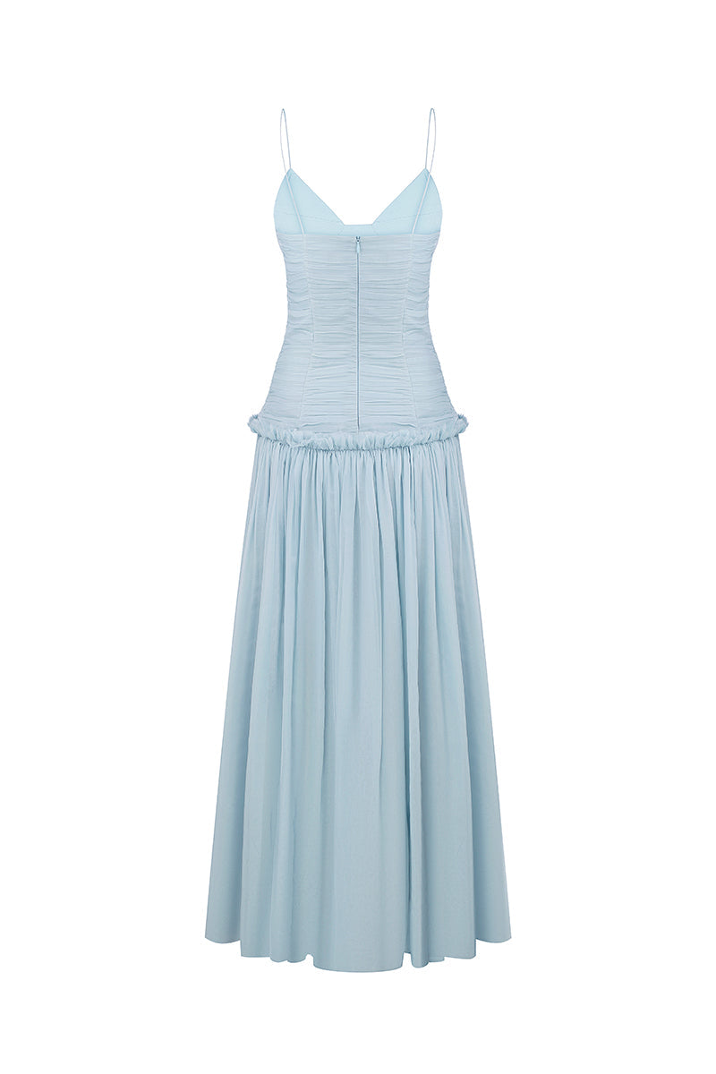 LIGHT BLUE CHIFFON MIDI DRESS