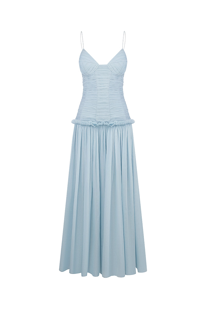 LIGHT BLUE CHIFFON MIDI DRESS