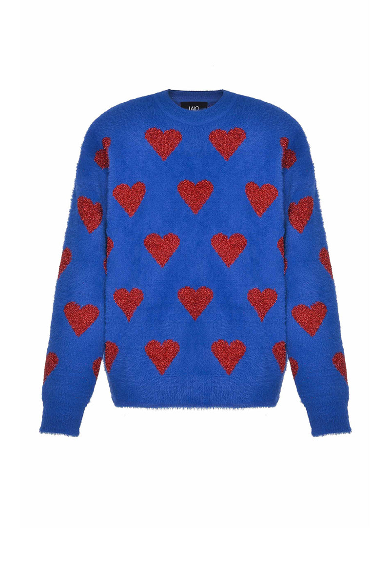 BLUE HEARTS WOOL SWEATER