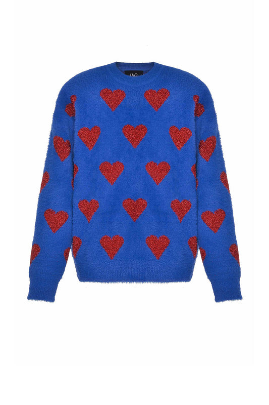 BLUE HEARTS WOOL SWEATER