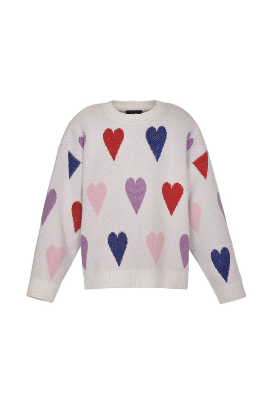 WHITE HEARTS WOOL SWEATER