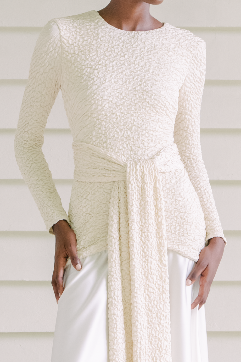EL PEZ IVORY AND OFF WHITE LONG DRESS