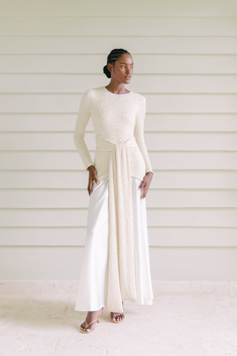 EL PEZ IVORY AND OFF WHITE LONG DRESS