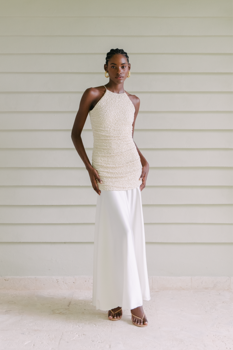 FLAVIAL IVORY AND OFF WHITE LONG DRESS