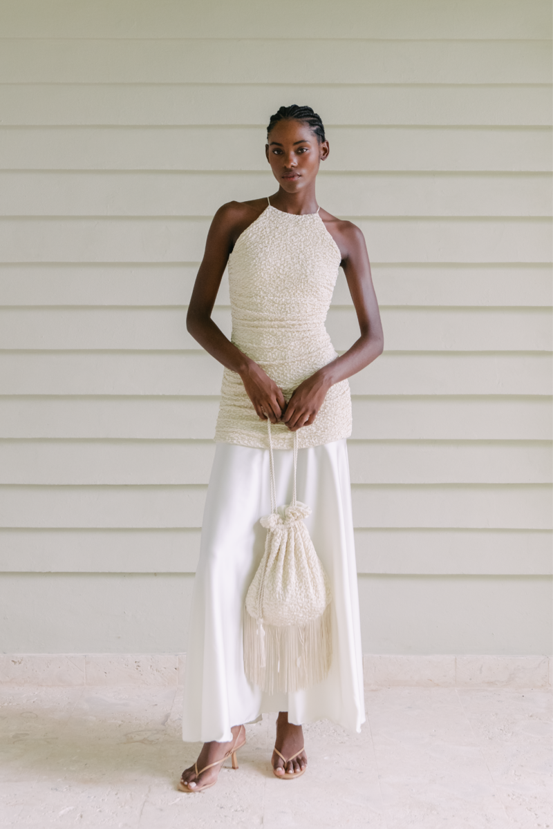 FLAVIAL IVORY AND OFF WHITE LONG DRESS