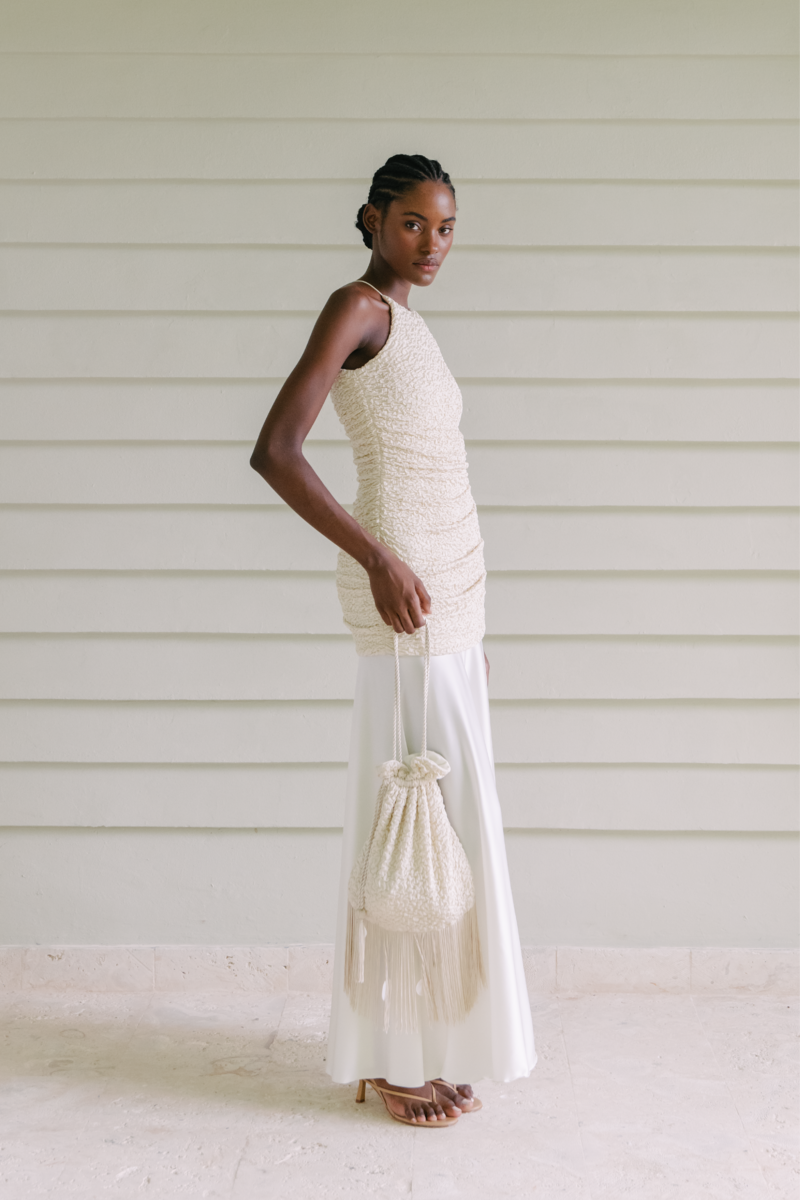 FLAVIAL IVORY AND OFF WHITE LONG DRESS
