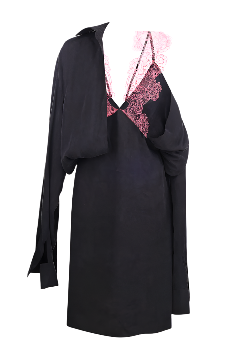 BLACK MIDI SHIRT DRESS