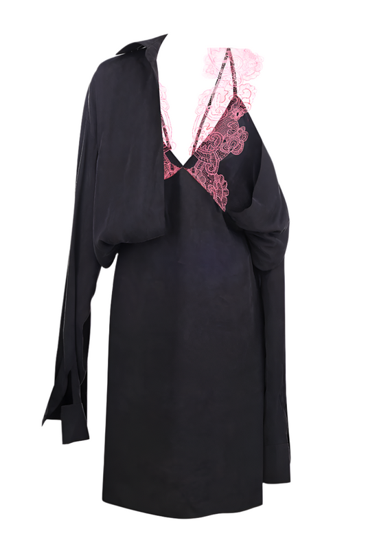BLACK MIDI SHIRT DRESS