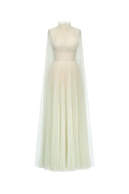 MINT SMOCKED LACE MAXI DRESS