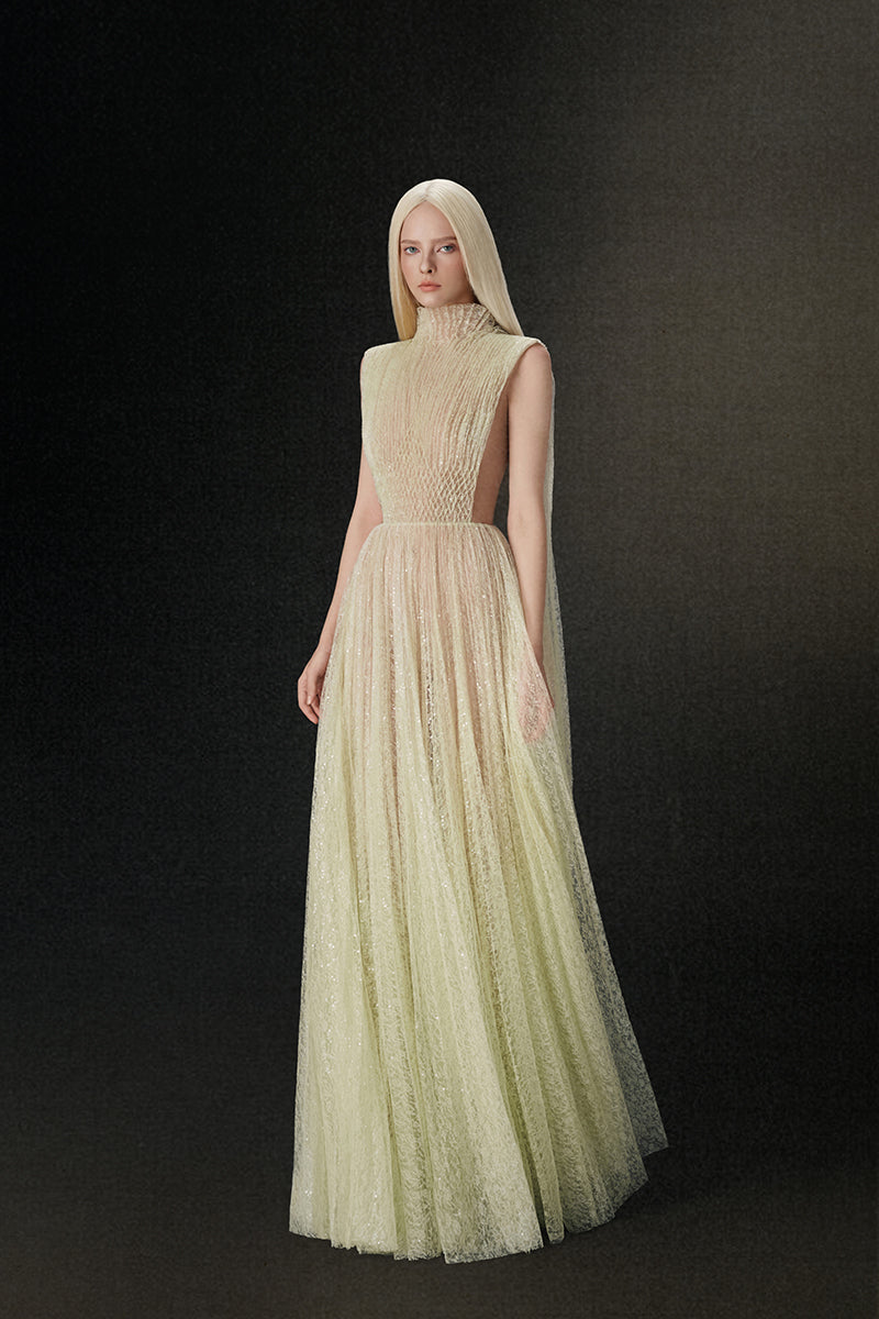 MINT SMOCKED LACE MAXI DRESS