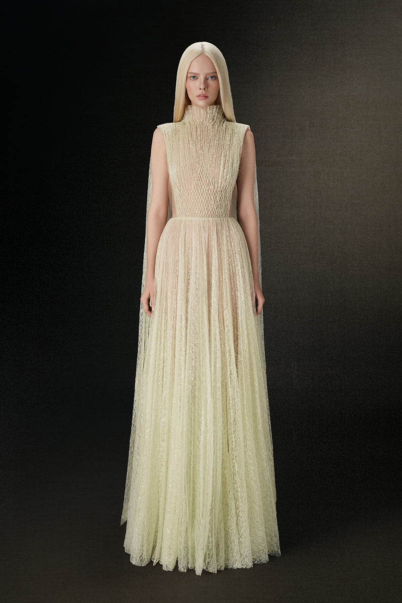MINT SMOCKED LACE MAXI DRESS