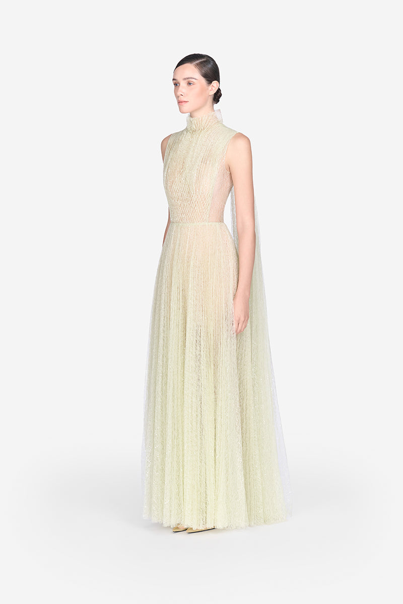 MINT SMOCKED LACE MAXI DRESS
