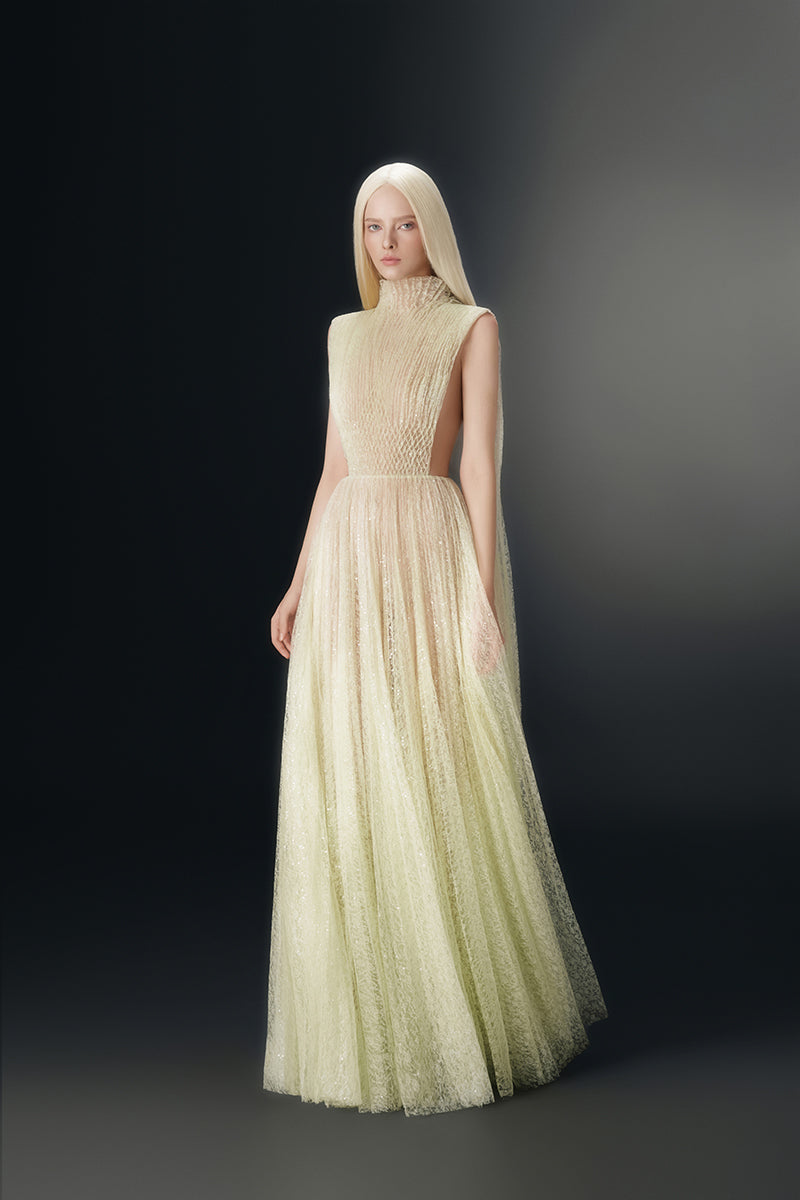 MINT SMOCKED LACE MAXI DRESS