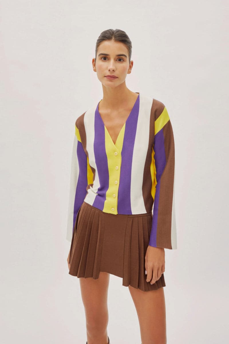 MONACO MULTI-COLOURED STRIPED CARDIGAN