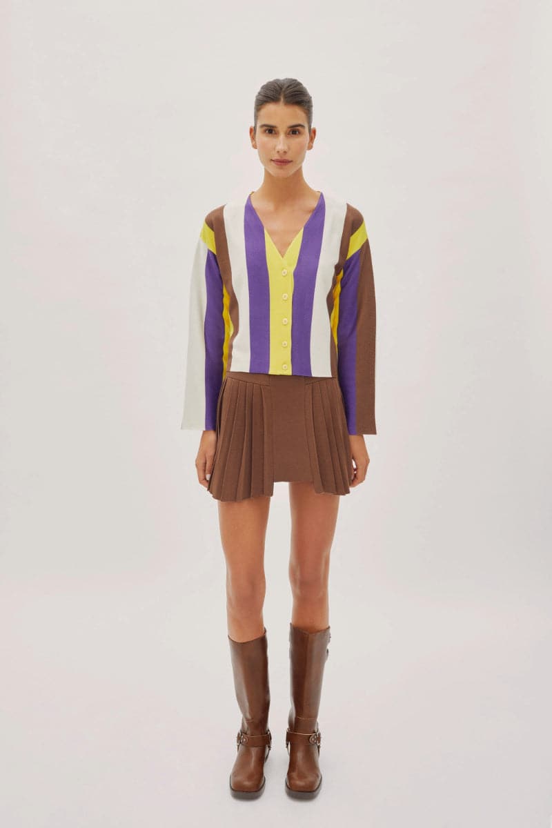 MONACO MULTI-COLOURED STRIPED CARDIGAN