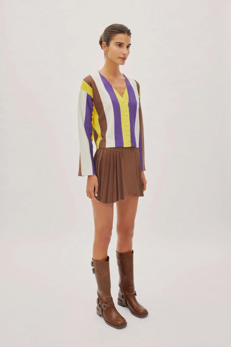 MONACO MULTI-COLOURED STRIPED CARDIGAN
