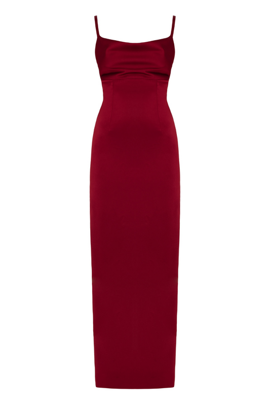 NADA LONG RED WINE EVENING DRESS