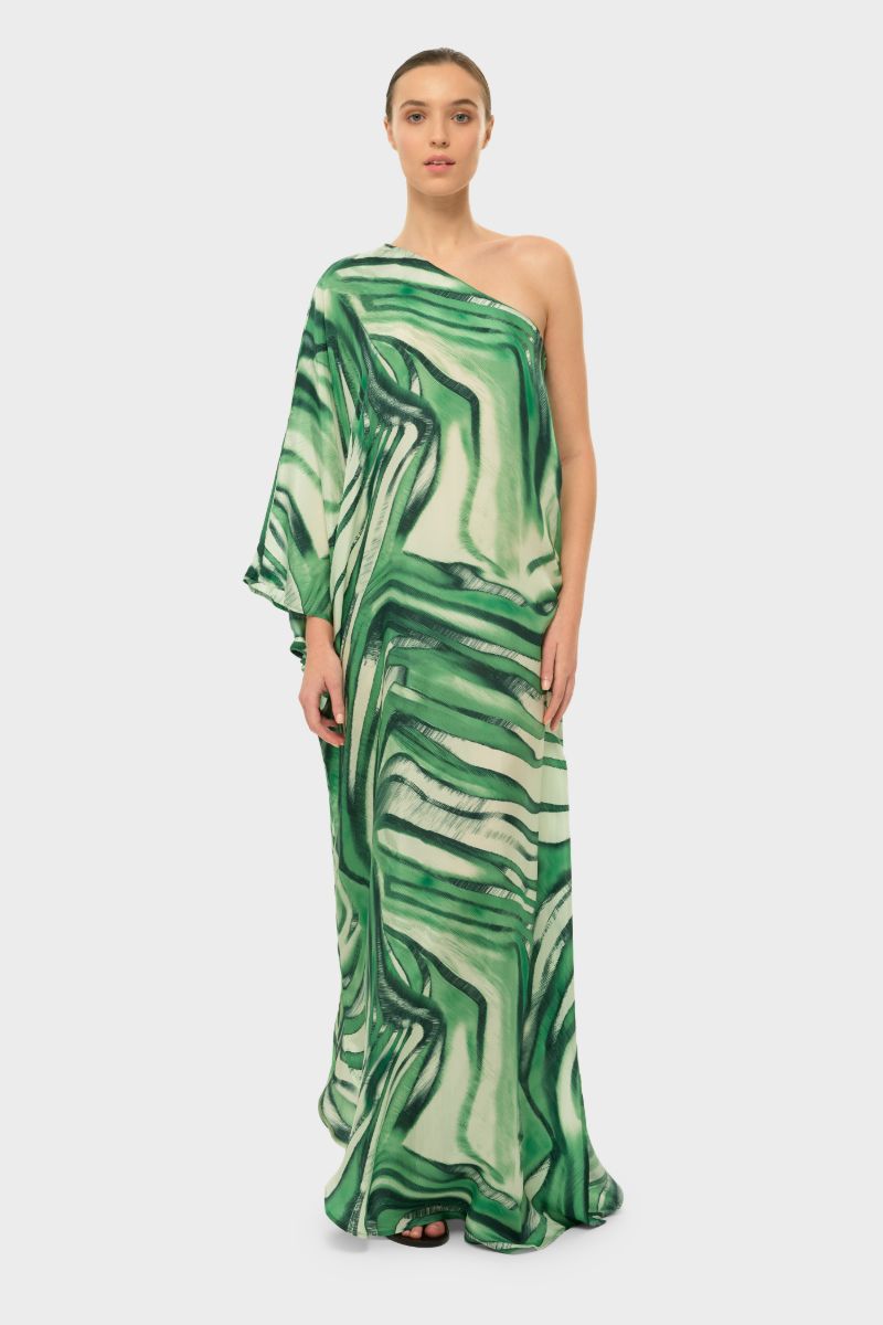 AQUAFLORA ONE SHOULDER MAXI DRESS IN ROCCO