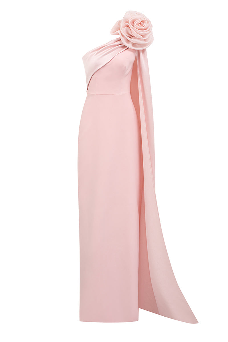 CREPE AND SILK TAFFETA DRESS IN PINK