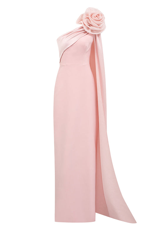 CREPE AND SILK TAFFETA DRESS IN PINK