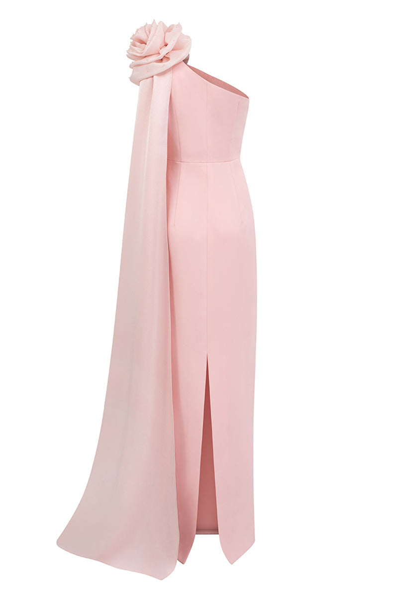 CREPE AND SILK TAFFETA DRESS IN PINK