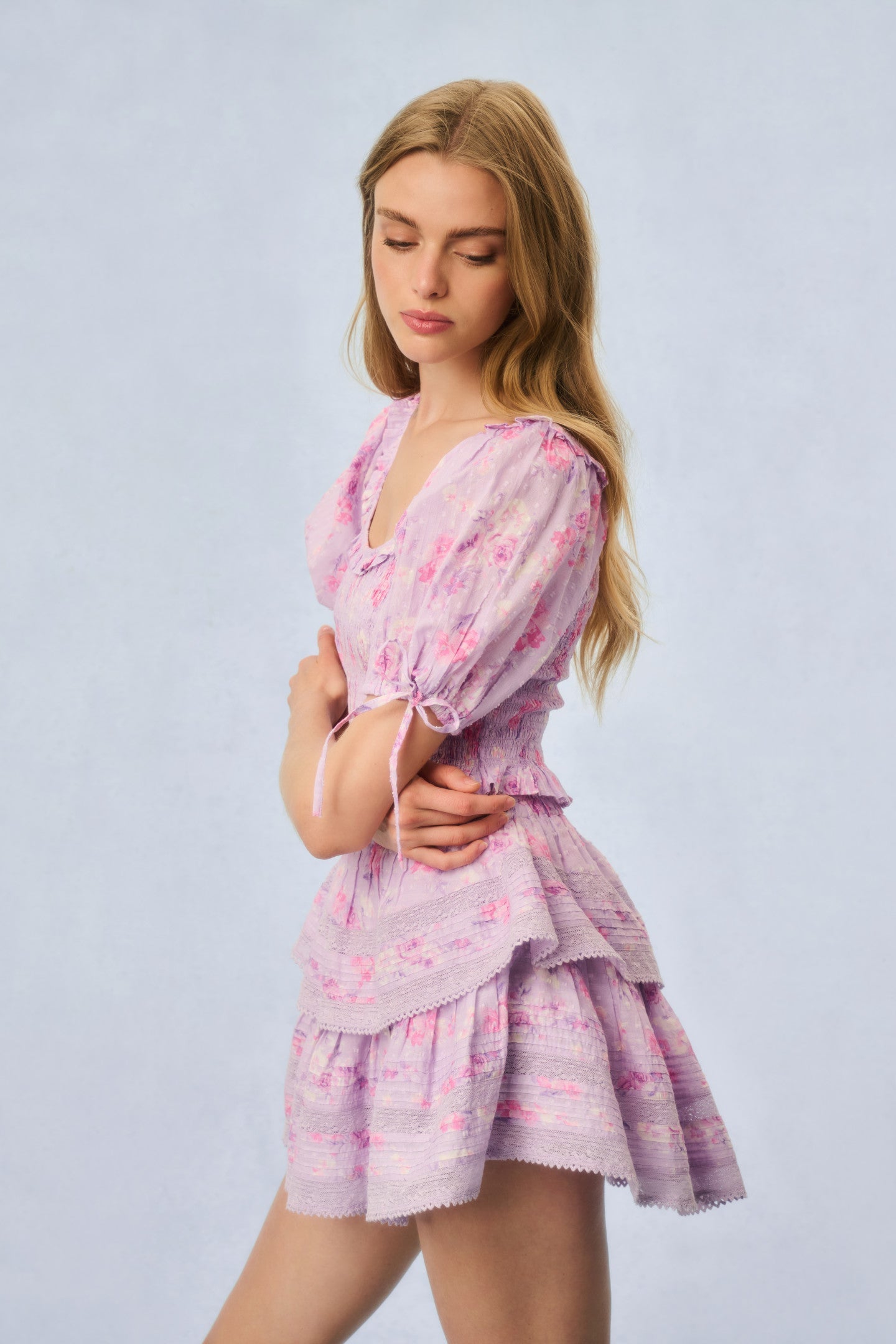 Ruffle Mini Heirloom Print Skirt