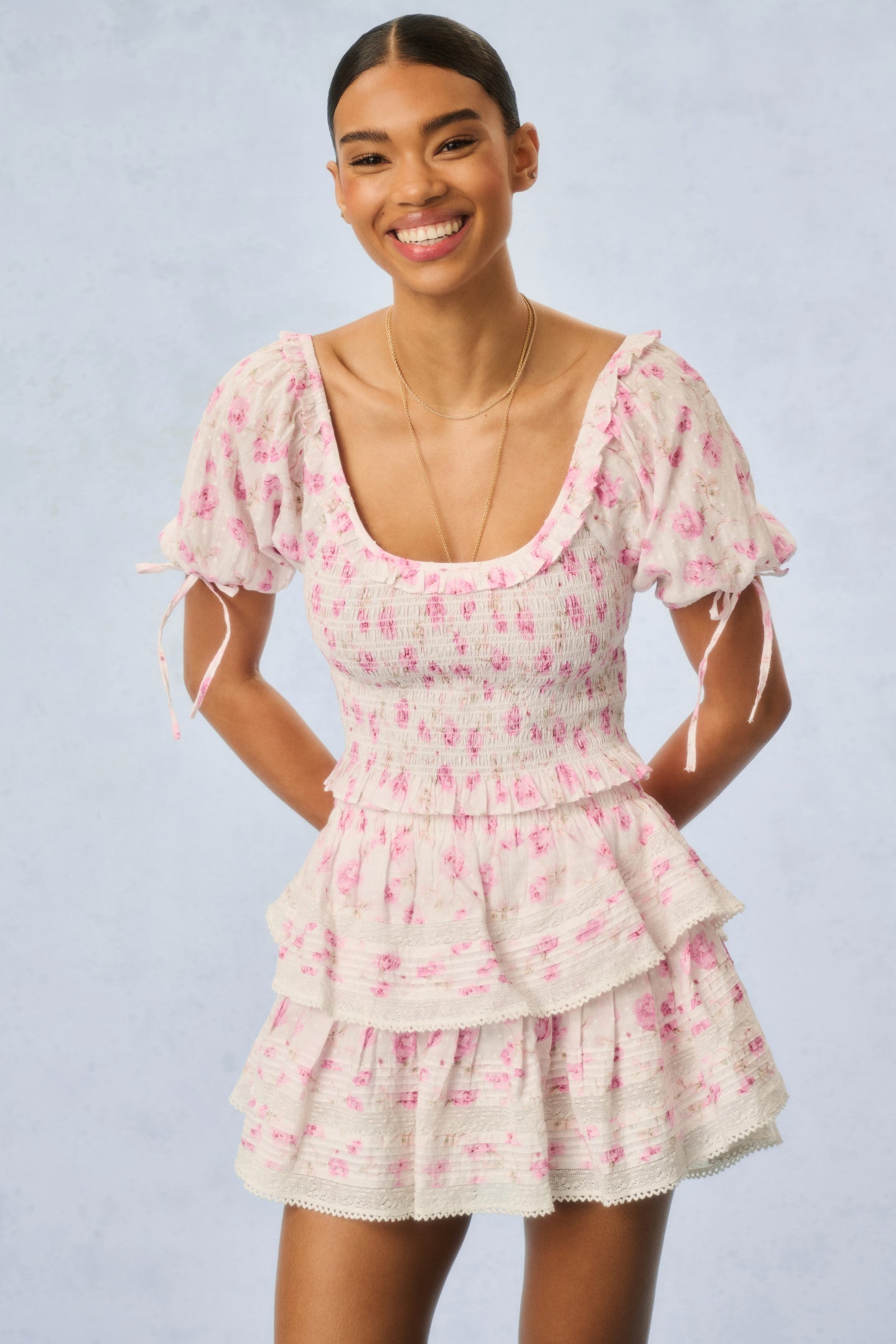 Ruffle Mini Heirloom Print Skirt